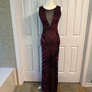VTG Charlotte Russe S Maxi Sleeveless Magenta Black Bodycon Dress Fairy Y2K Mesh